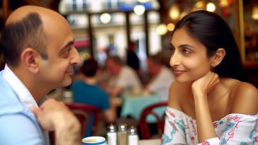 Un couple en train de se regarder intensément dans les yeux.