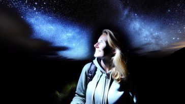 Une personne seule, regardant les étoiles dans un ciel nocturne.
