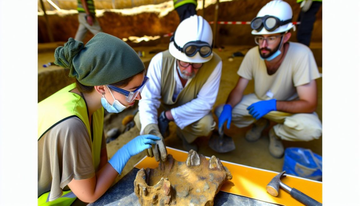 Des archéologues en train d'examiner attentivement un artefact nouvellement découvert sur un site de fouilles.