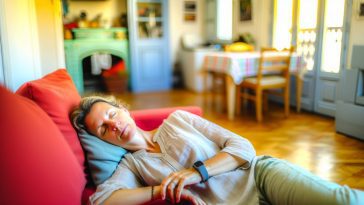 Une femme allongée paisiblement sur le côté dans un lit, en plein sommeil.