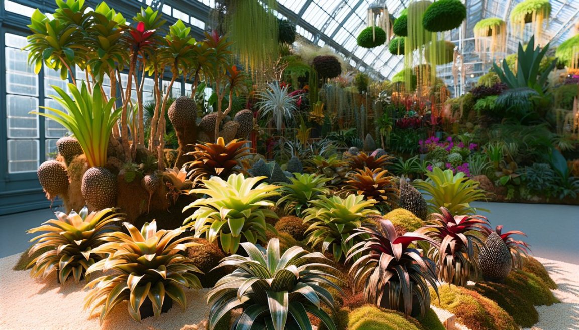Plusieurs plantes rares et luxueuses exposées dans un jardin botanique.