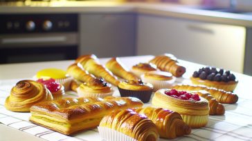 Une variété de gâteaux délicieux et appétissants fraîchement sortis du four sur une table de cuisine.
