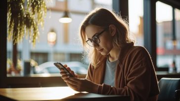 femme en train de lire smartphone