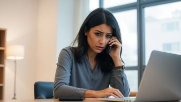 Femme inquiete au telephone