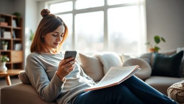 Femme qui lis un article sur telephone