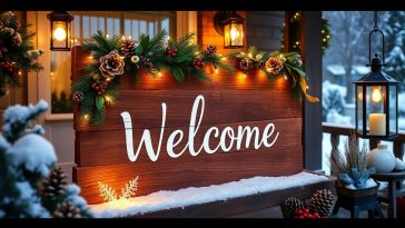 Panneau de bienvenue de Noël en bois recyclé : des messages chaleureux pour vos invités