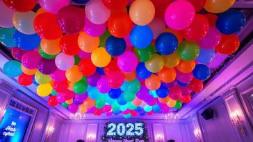 Plafond nuage de ballons pour un Nouvel An 2025