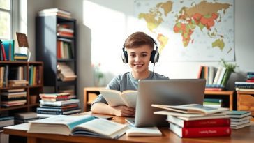 un étudiant apprend une langue étrangère