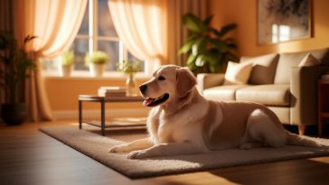 chien assis dans un salon