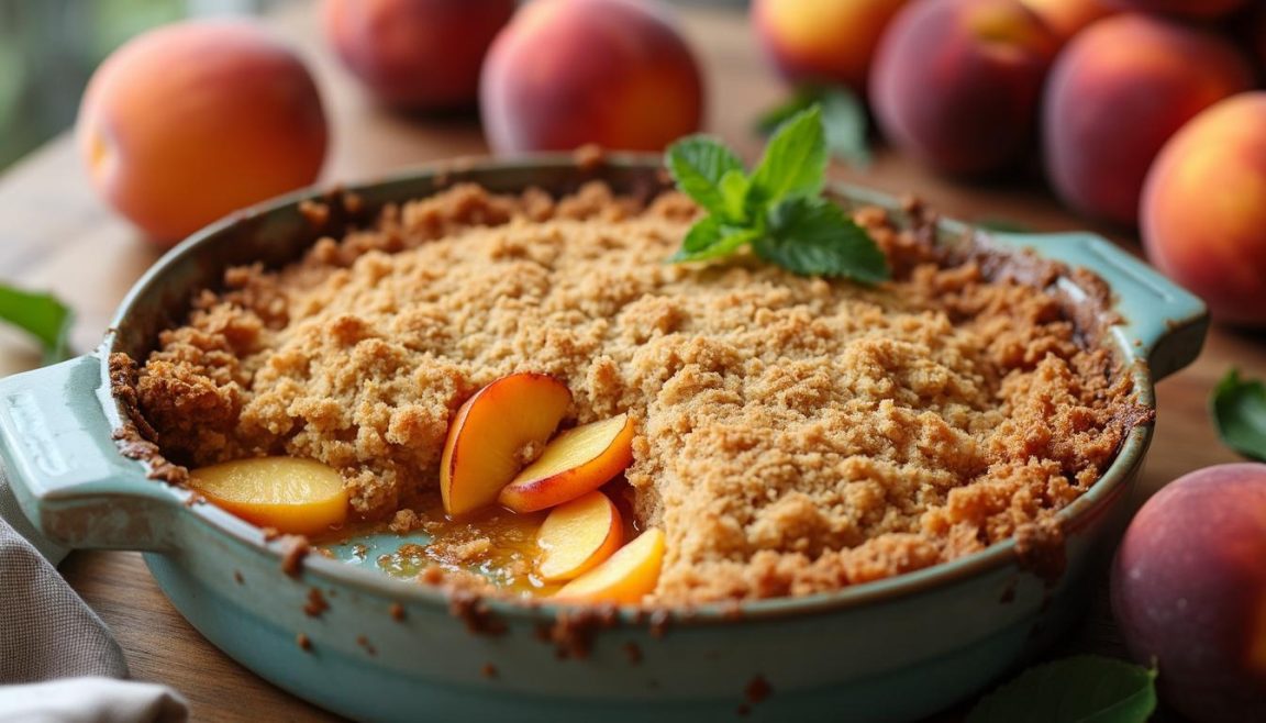 Pêches juteuses, pâte croustillante : la recette de crumble qui sent bon les vacances