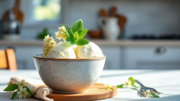 Recette de glace au yaourt et aux fleurs de sureau - Un dessert estival parfumé et facile à réaliser