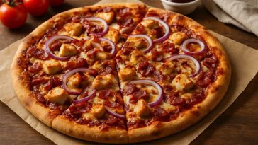 Pizza au poulet BBQ, bacon et oignon rouge : la recette gourmande qui va révolutionner vos soirées