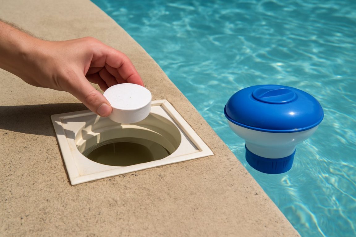Chlore dans le skimmer ou dans un flotteur : quelle est la bonne méthode pour votre piscine ?