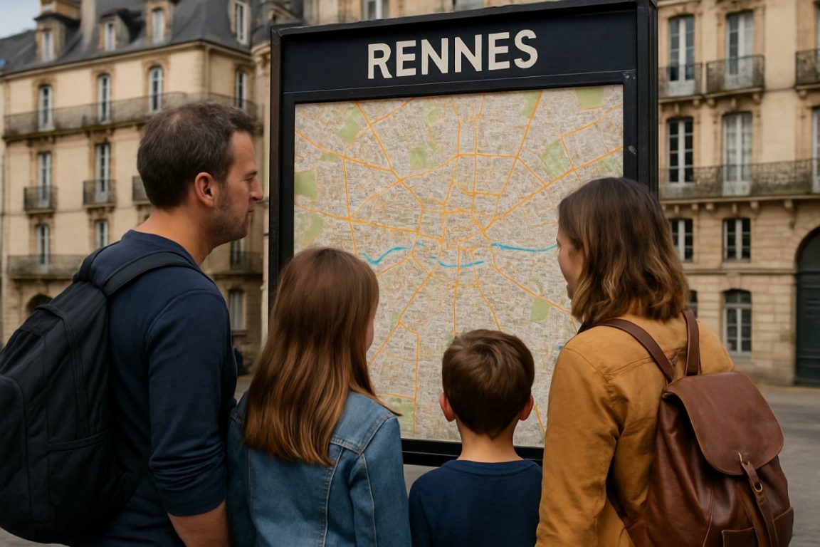 une famille découvre la ville de Rennes