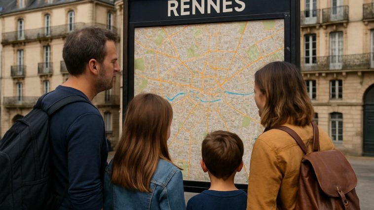 une famille découvre la ville de Rennes