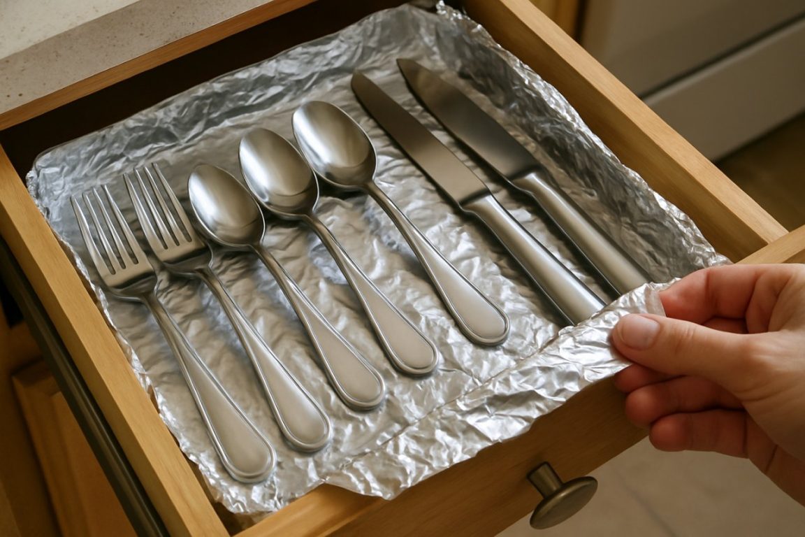 Pourquoi de plus en plus de personnes placent du papier aluminium dans leur tiroir à couverts