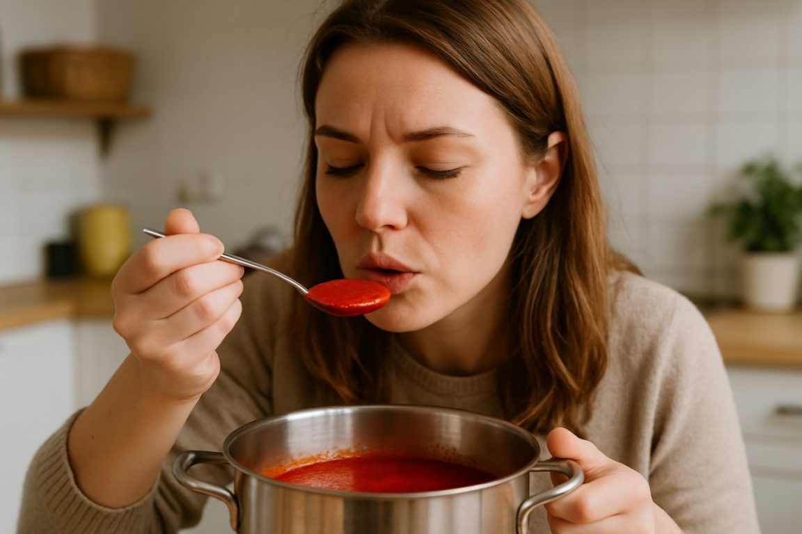 Cette astuce méconnue réduit l’acidité de la sauce tomate sans sucre et sans masquer son goût