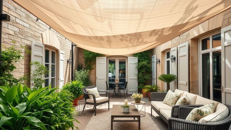 Ni parasol ni pergola : le voile d'ombrage, cette solution aérienne qui transforme votre terrasse en vrai coin d'ombre