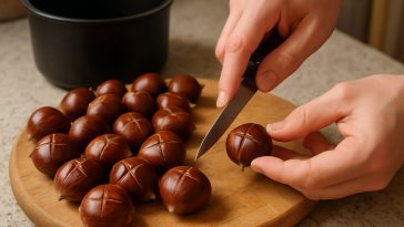 Inciser les châtaignes en croix avant la cuisson